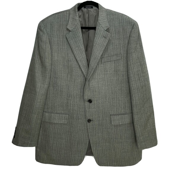 RALPH LAUREN MENS Sport Coat Blazer GRAY Herringbone SILK & WOOL 46L - Picture 1 of 10